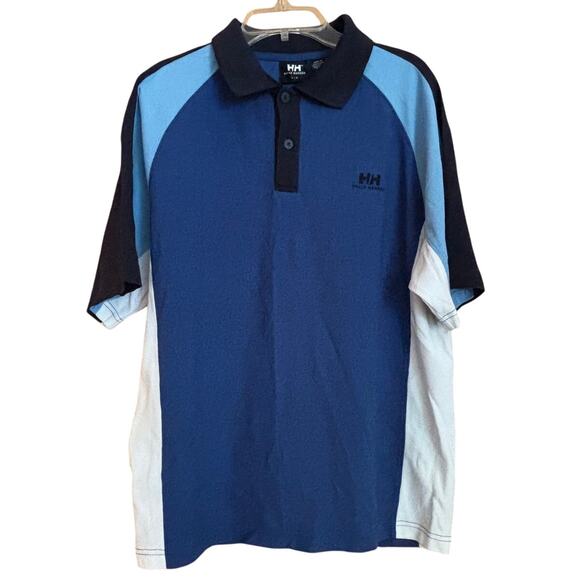 Men's Helly Hansen Blue Short Sleeve Polo Style Shirt, Size Large, EUC - Picture 1 of 3